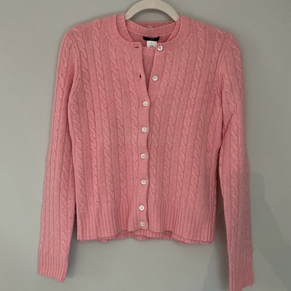 J. Crew Pink Cable-Knit Cotton Cardigan and Tank Twin Set - Picture 13 of 14